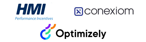 sponsor logos: HMI, Conexiom, Optimizely 