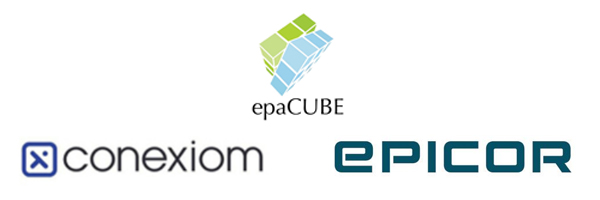 sponsor logo: epaCube, Conexiom, Epicor 