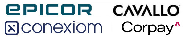 sponsor logos: Epicor, Conexiom, Cavallo, Corpay 