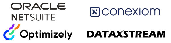 sponsor logos: NetSuite, Conexiom, Optimizely and DataXstream 