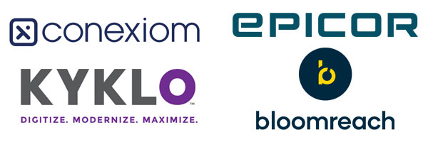 sponsor logos: Conexiom, Epicor, KYKLO, Bloomreach 